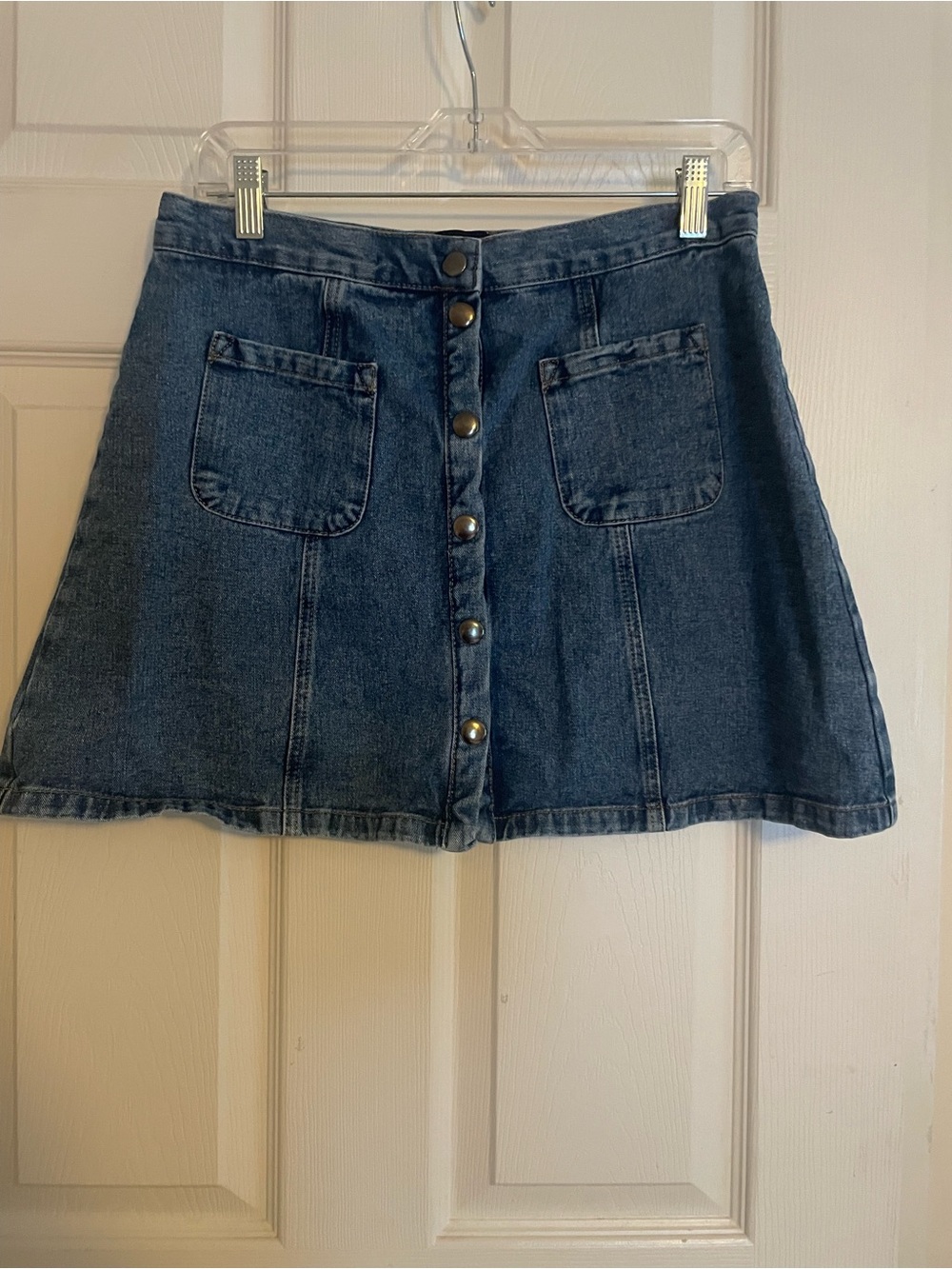 Urban Outfitters Denim Button-Front Mini Skirt in Dark Blue Size Large